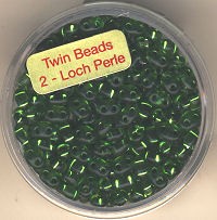 967105494 Glasperlen Twin Beads 2,5x5mm emerald silbereinzug 12g
