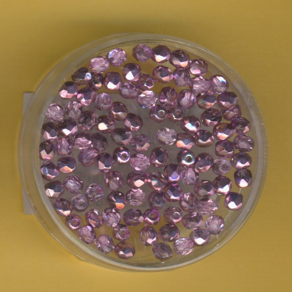 3067272 Glasschliffperlen 3mm feuerpoliert kristall lila metallic 100 Stück