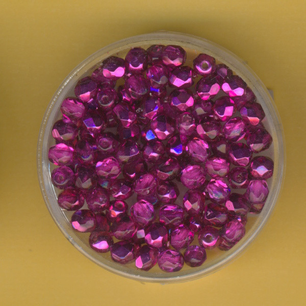 4067734 Glasschliffperlen 4mm feuerpoliert kristall hot pink metallic 100 Stück