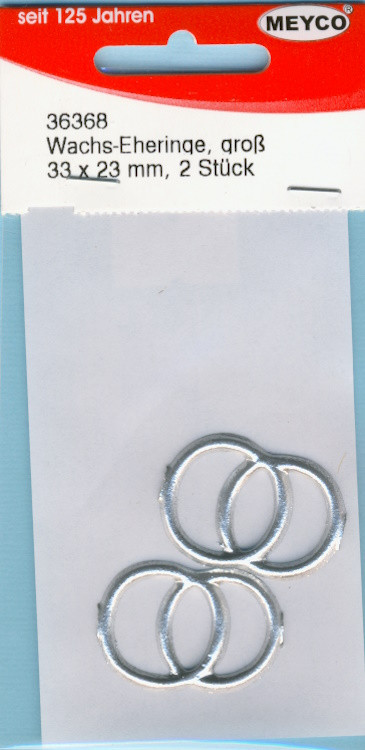 36368 Wachs Eheringe 33x23mm silber 2 Stück
