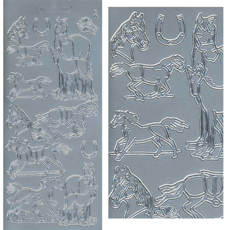 cl106s Sticker Pferde 2 silber