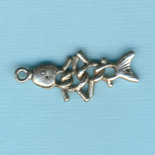 427139951 Metallanhänger Fisch 30mm altplatin