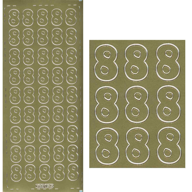 pu545g Sticker Ziffer 8 20mm gold