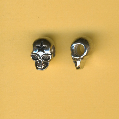 2201948 Metall Großlochperle Totenkopf 12mm altsilber