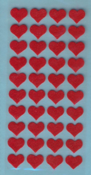 23562 Filz-Sticker Herzen rot 40 Stück