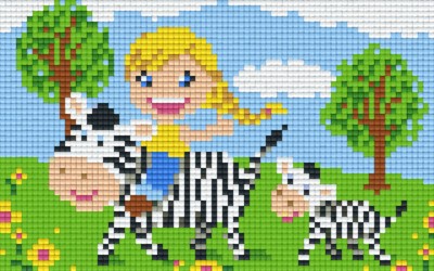 802076 Pixelhobby Klassik Set Mädchen mit Zebras