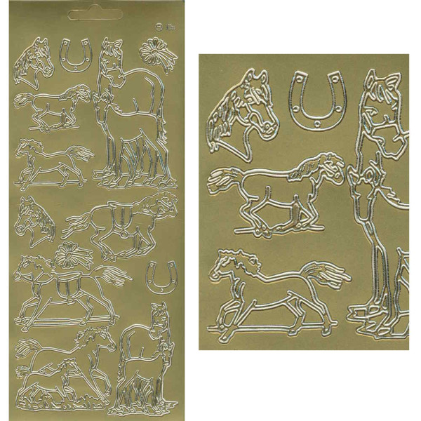 cl106g Sticker Pferde 2 gold