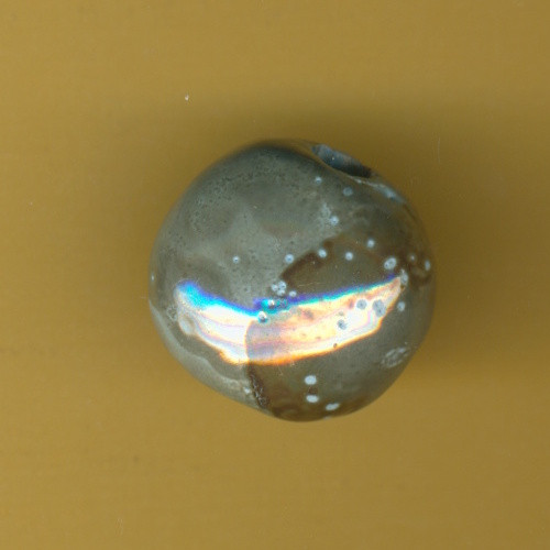 455020171 Keramikperle rund flach 20mm türkis kupfer