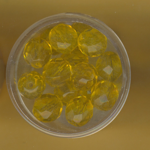 0730-10085 Glasschliffperlen 10mm transparent gelb 15 Stück