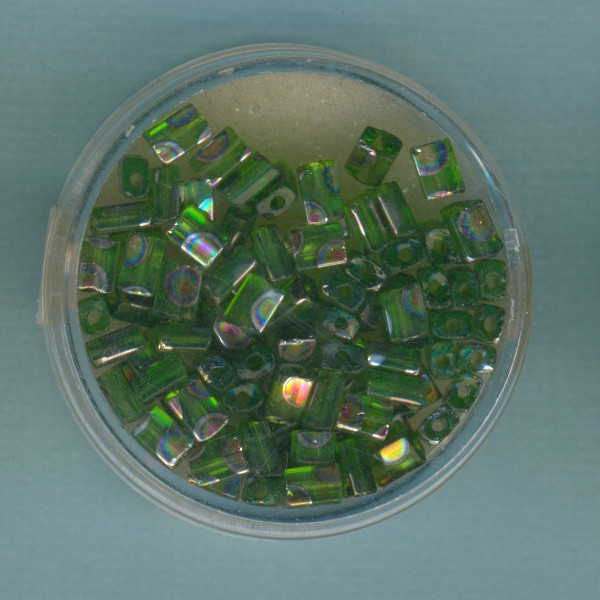 9670-05194 Glasperlen Rechteck 5mm grün AB 7g