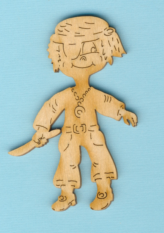 prh1208 Holz Deko Pirat jugendlich 8cm