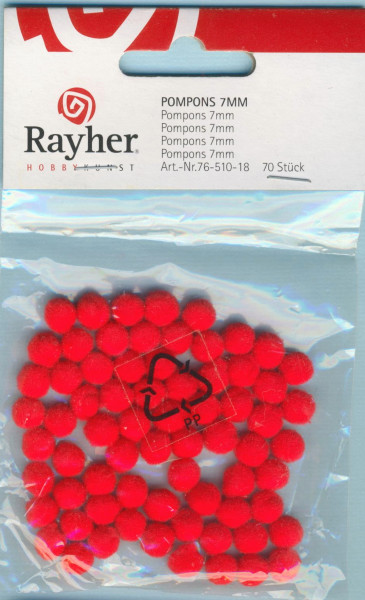 7651018 Pompons 7mm rot 70 Stück