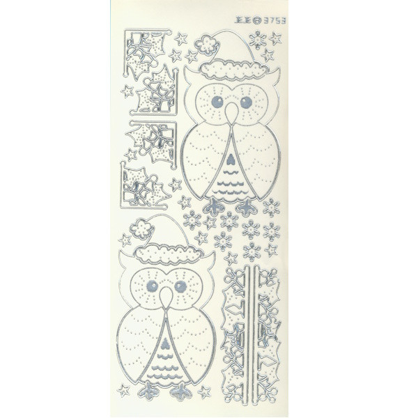 3753s Sticker Wintereule silber transparent