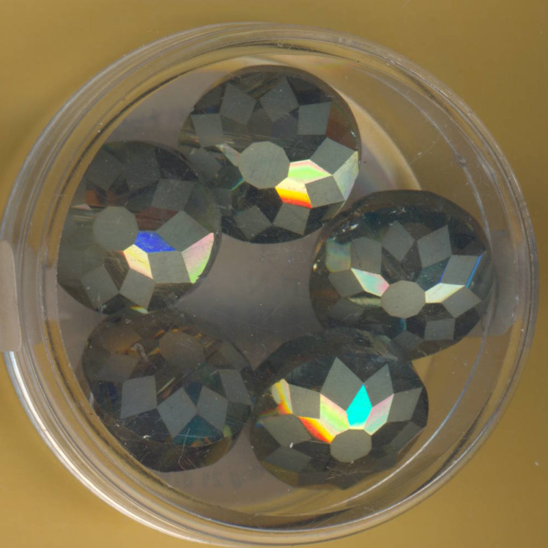 4435-14214 Glasschliffperlen abgeflacht 9x14mm oliv AB 5 Stück