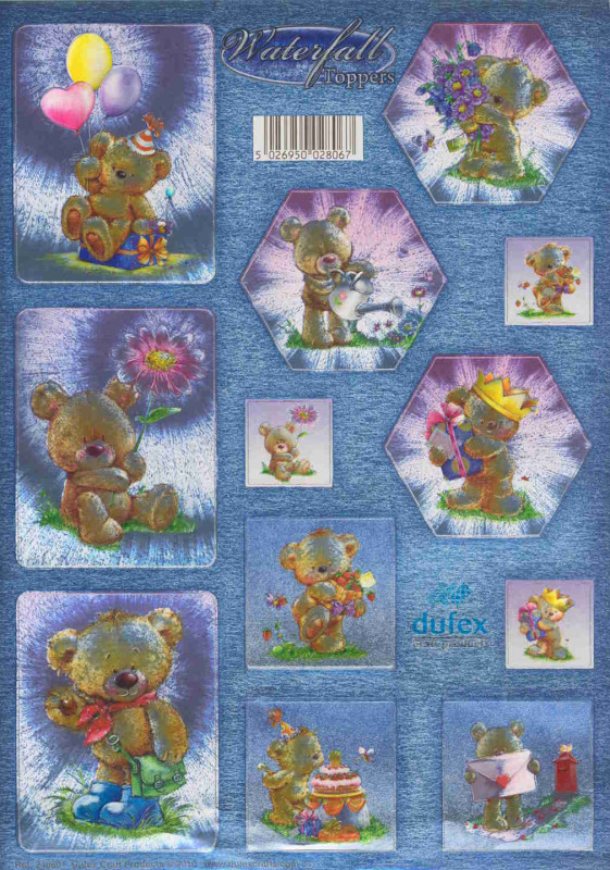759965 Dufex Stanzbogen A4 Teddybären Wasserfallkarten