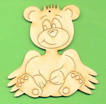 Holz-Deko Teddy sitzend mit Flügel 10cm