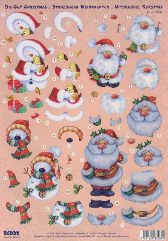 83585 3D Stanzbogenset Schneemann und Weihnachtsmann