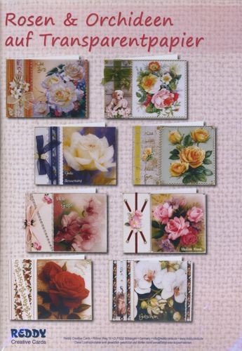 Rosen und Orchideen auf Transparentpapier