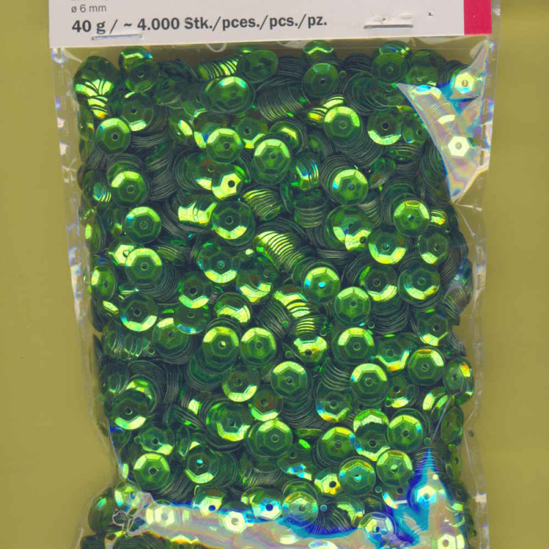 1026861 Pailletten gewölbt 6mm hellgrün 40g