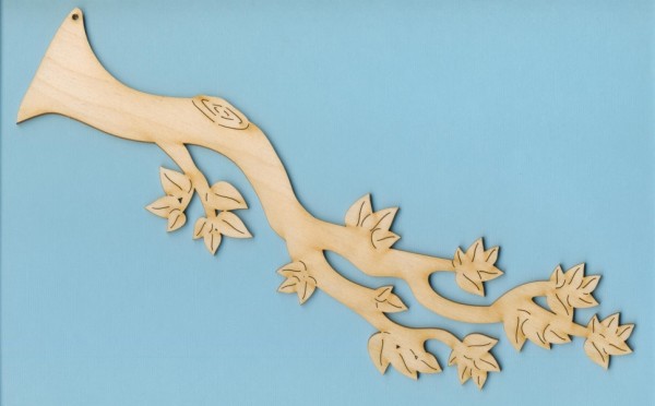Holz-Deko Zweig mit Blätter 30cm