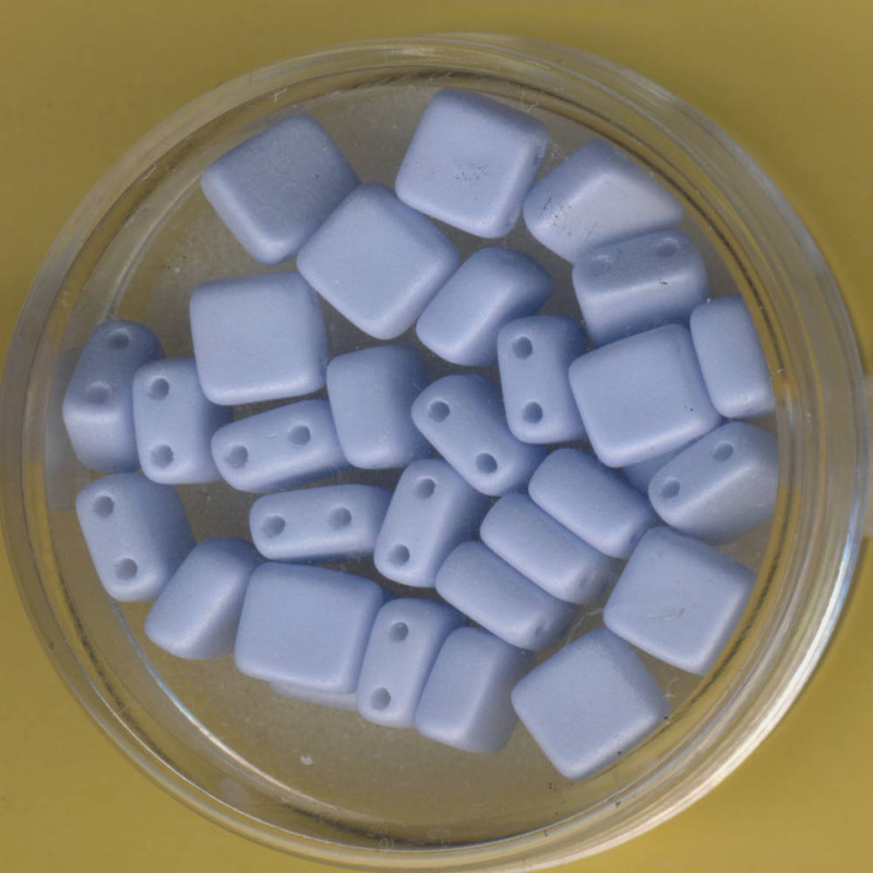 9701-06444 2 hole Square Beads Lumi Deluxes 6mm hellblau 30 Stück