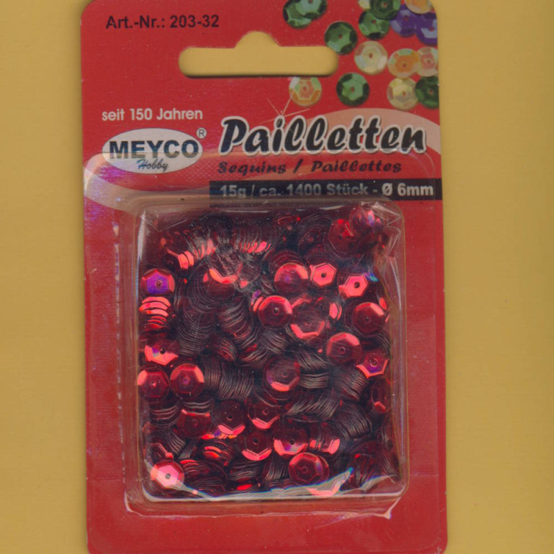 20332 Pailletten gewölbt 6mm rot 15g