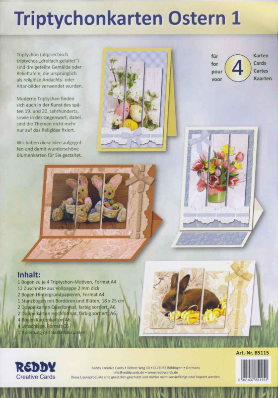 85115 Karten Bastelset Triptychonkarten Ostern 1