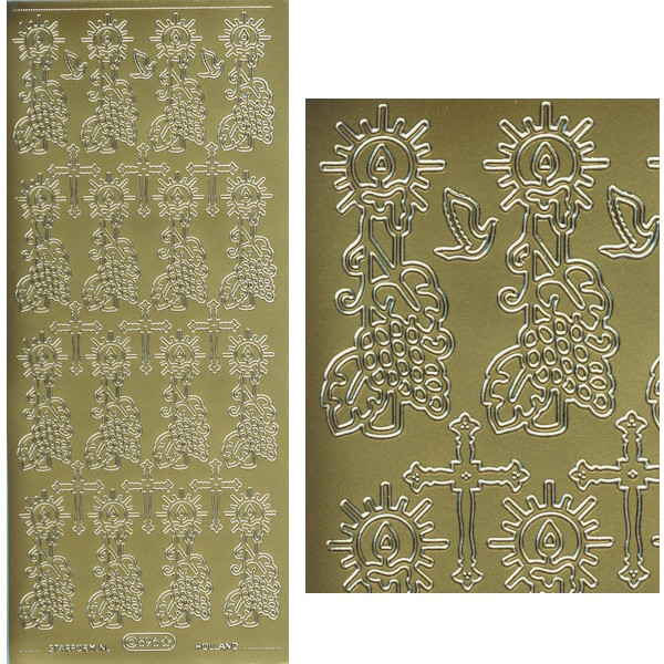 ls896g Sticker Kerze und Kreuz gold