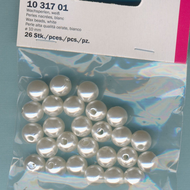 1031701 Wachsperlen 10mm weiß 26 Stück