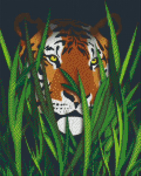 809227 Pixelset Tiger zwischen Gras mit 9 Platten