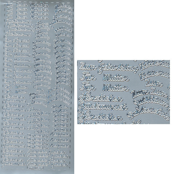 pu307s Sticker Glückwünsche silber