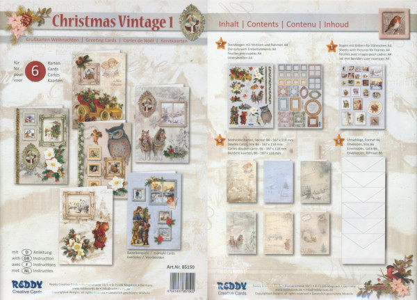 85150 Grußkarten Bastelset Christmas Vintage 1