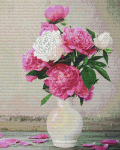825050 Pixelhobby Klassik Set Vase mit Pfingstrosen