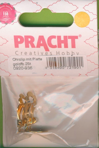 0920-936 Ohrclip mit 15mm Platte und Öse gold 2 Stück