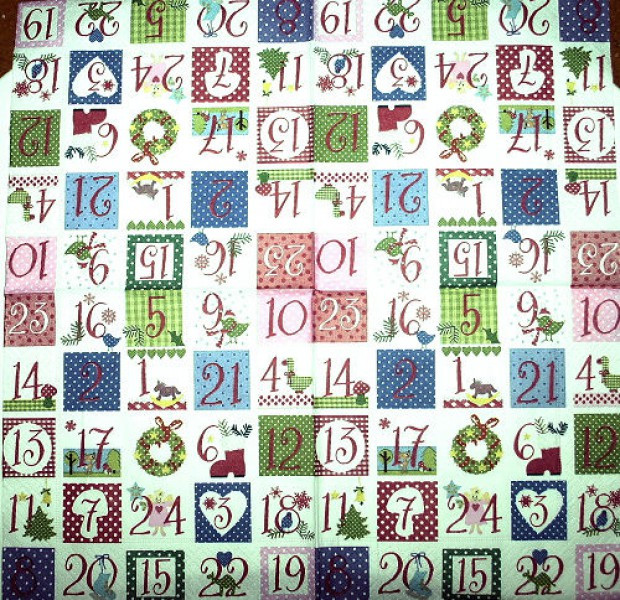 Serviette Adventskalenderzahlen