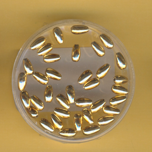 0713-06934 Wachsperlen Tropfen 3x6mm gold metallic 35 Stück