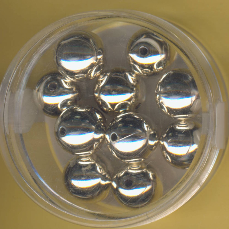 0710-10914 Wachsperlen 10mm silber metallic 10 Stück