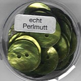 Perlmutt 2-Loch Ronde 15mm grün