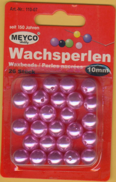 11007 Wachsperlen 10mm pink 26 Stück