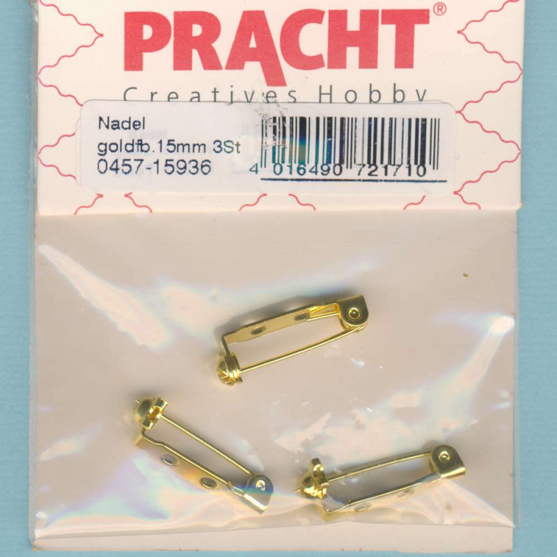 0457-15936 Broschennadel 15mm goldfarben 3 Stück