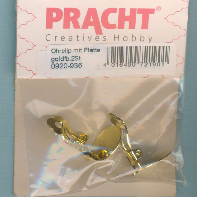 0920-936 Ohrclip mit 15mm Platte und Öse goldfarben 2 Stück