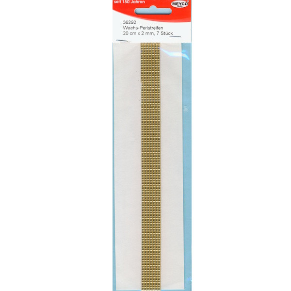 36292 Kerzenwachs Streifen Perl 20cmx2mm gold 7 Stück