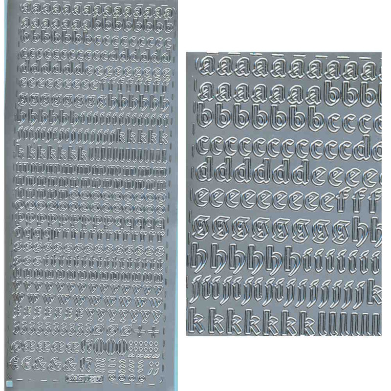 pu287s Sticker Buchstaben klein 5 bis 8mm silber