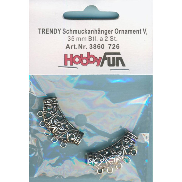 3860726 Trendy Schmuckanhänger Ornament V 35mm platin 2 Stück