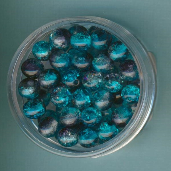 2009134 Glasperlen Crackle 6mm blau türkis 50 Stück