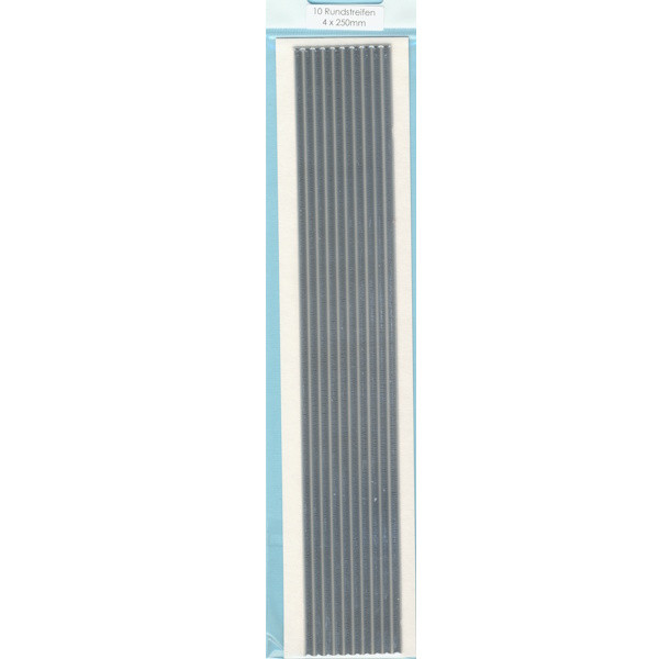 220214 Wachsstreifen rund 250 x 4mm silber 10 Stück